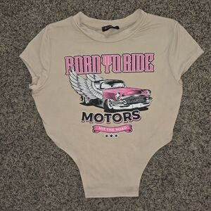 Cute Baddiecore Graphic Cropped Top Size L 💯